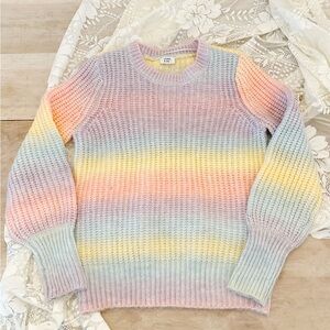 crown & ivy Pastel Rainbow Striped Sweater
